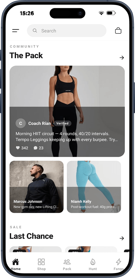 Mobile app screen